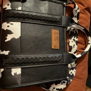 Montana West Black and White Cow Print Handbag
